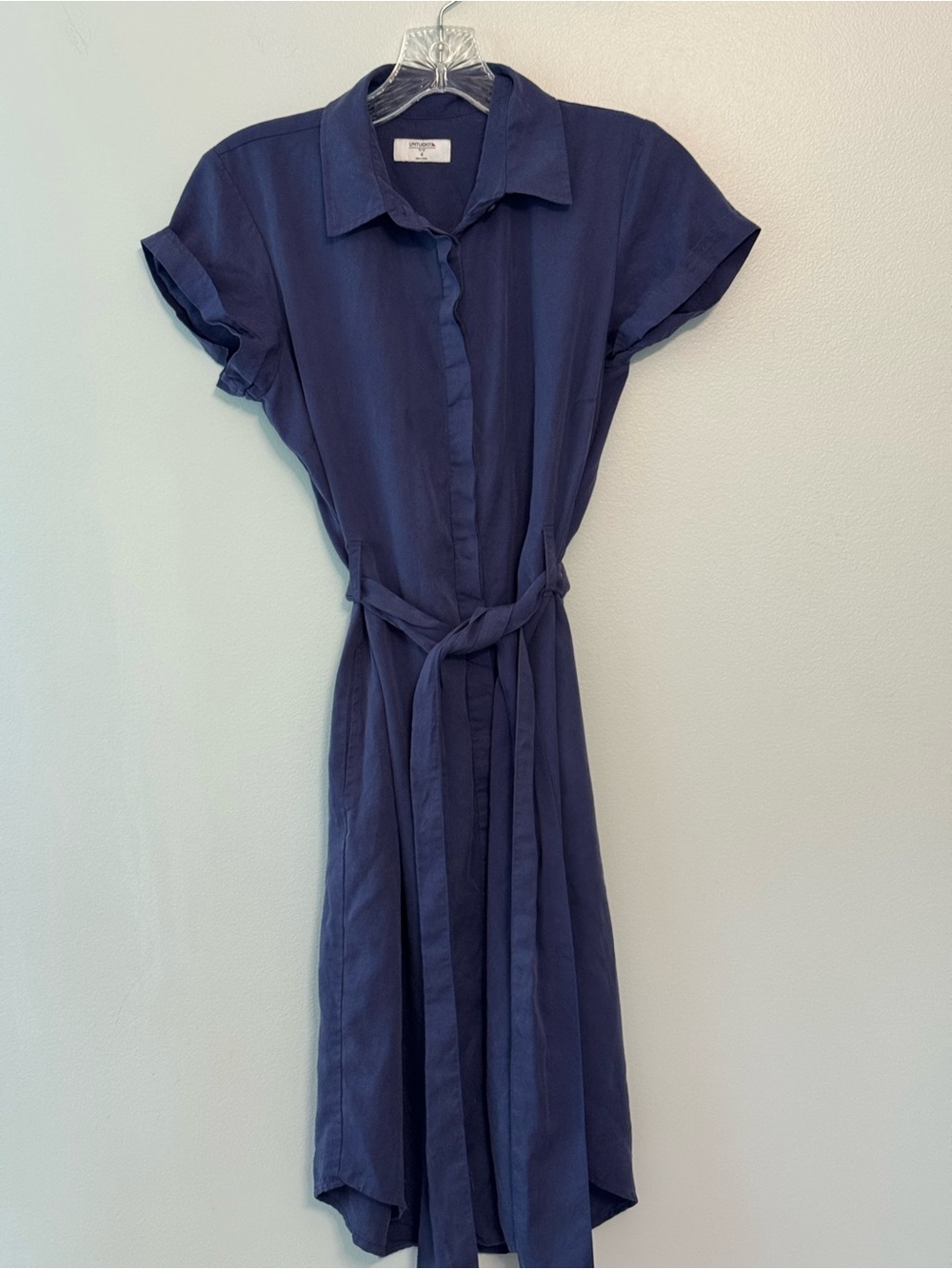 UNTUCKit Navy Button-Front Midi Shirt Dress - Picture 2 of 7